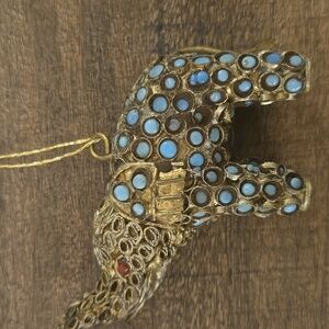 Decorative Elephant Metal Figurine with Blue Accents